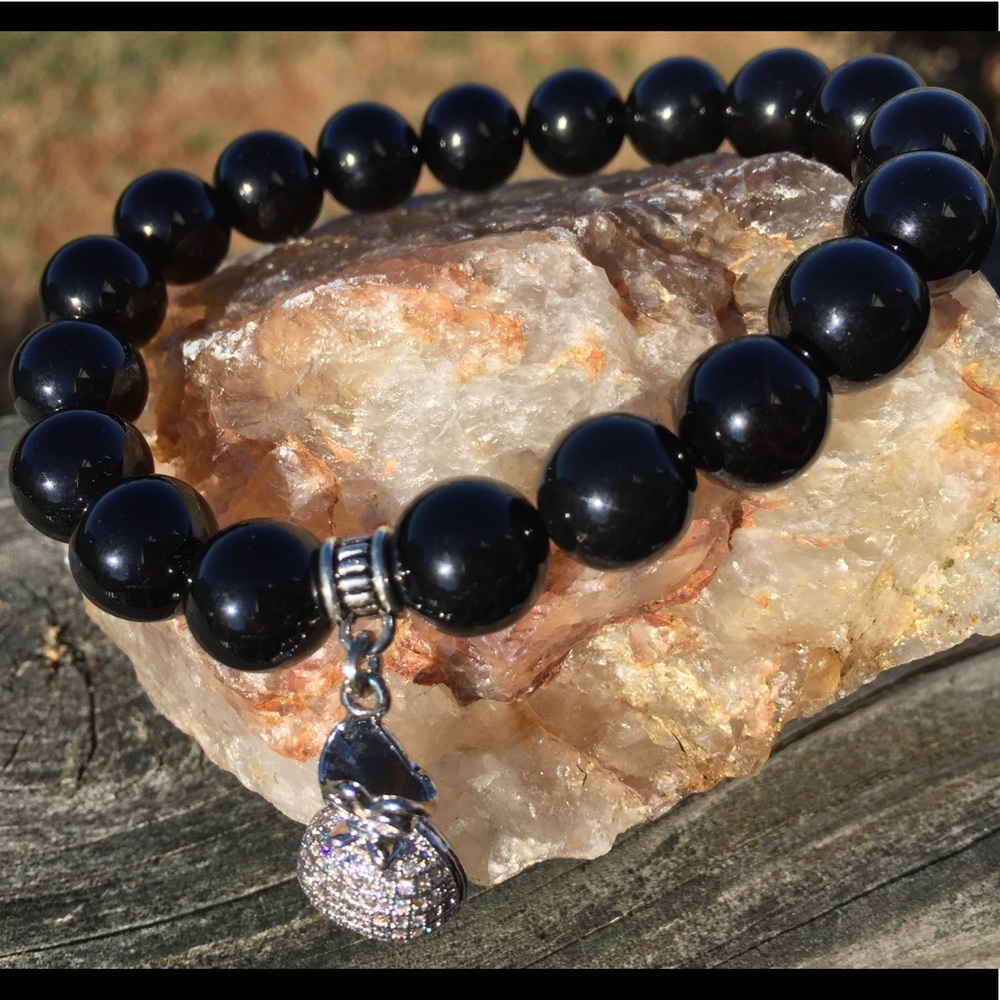 Handmade Genuine Black Onyx Natural Stone Bracelet